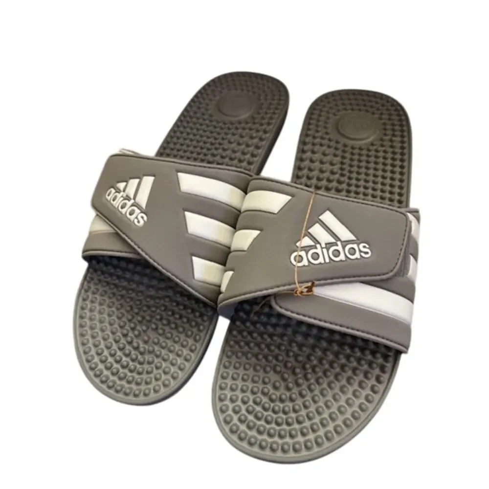 NIB Men's Adidas Adissage Slide Sandals Dark Gray White Size 17
